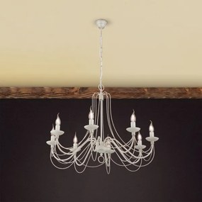 Orion LU 1531/8 - Luster na reťazi VELA 8xE14/40W/230V pr.80 cm biela/zlatá/patina