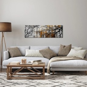 Obraz - Siluety stromov (s hodinami) (90x30 cm)