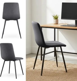 Sada ôsmich jedálenských stoličiek LIVO zamatové, grafitové / čierne nohy (8 ks)