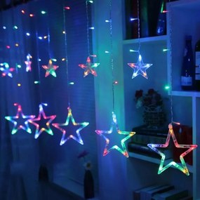 VOLTRONIC Vianočný záves,svietiace hviezdy, 150 LED, farebný
