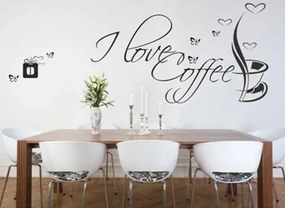 Nálepka na stenu s textom I LOVE COFFEE 50 x 100 cm