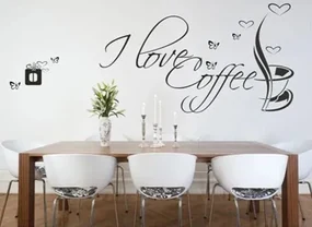 Nálepka na stenu s textom I LOVE COFFEE 50 x 100 cm