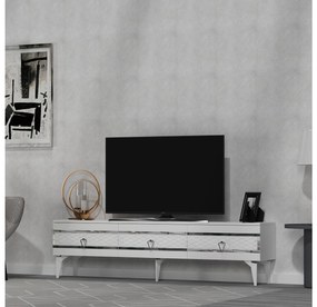 TV stolík/skrinka Vadiki 2 (biela + strieborná) . Vlastná spoľahlivá doprava až k Vám domov. 1095404