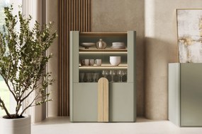 Vitrína Amilio 100 cm - eukalyptus / dub baltic dune / dub prírodný