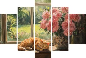 Obraz - Mačka na okne (150x105 cm)