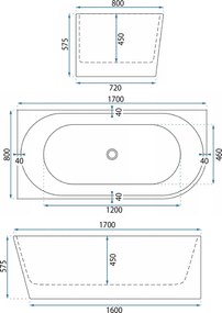 Rea Wenus, akrylová rohová vaňa 1700x800x575 mm, ľavá, biela, REA-W0129