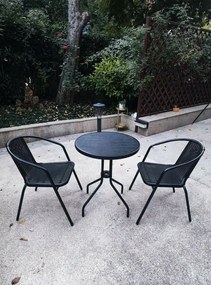 Set záhradného nábytku stôl + 2 stoličky, čierna