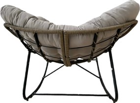 Garden Line Hojdacia stolička SVINGA 112 x 104 x 69 cm hnedý ratan, sivé vankúše