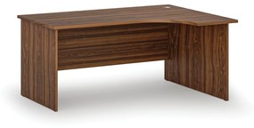 Kancelársky rohový pracovný stôl PRIMO WOOD, 1600 x 1200 mm, pravý, orech