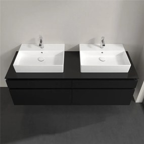 VILLEROY &amp; BOCH Legato závesná skrinka pod dve umývadlá na dosku, 4 zásuvky, 1600 x 500 x 550 mm, Black Matt Lacquer, B67700PD