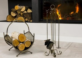 Kovový kôš na drevo Criss, 40x52 cm, zlatá