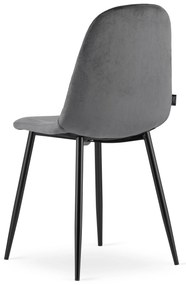 Tmavosivá zamatová stolička ASTI s čiernymi nohami