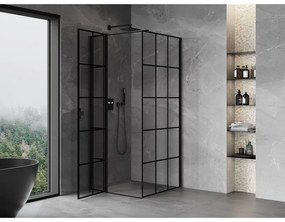 Mexen Mist T, sprchový kút s krídlovými dverami, ľavý, 100 x 100 cm, 8mm číre sklo, čierny profil, 8A4T-100-100-70-77-L