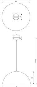 Závesné svietidlo Beta, 1x zlaté/tmavomodré kovové tienidlo, (fi 45cm), db/g