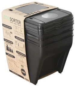 Stohovateľný smetný kôš ECOSORTER na triedený odpad 3x25l 16395