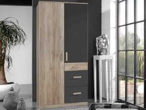 Šatníková skriňa Cariba, 90 cm, dub san remo/grafit%