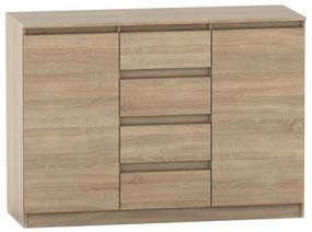 2 dverová komoda so 4 šuplíkmi, dub sonoma, HANY NEW 010