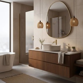 Rea Nicoletta, umývadlo na dosku 500x360x140 mm, béžová-imitácia kameňa, REA-U7346