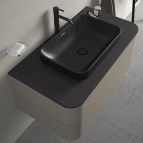 DURAVIT Happy D.2 Plus obdĺžniková umývadlová misa bez otvoru, bez prepadu, 600 x 400 mm, antracit matný, s povrchom WonderGliss, 23596013001