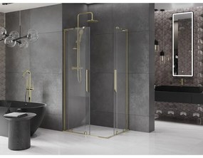 Mexen Velar L Duo, sprchový kút s posuvnými dverami 90 x 80 cm, 8mm číre sklo, zlatá lesklá, 871-090-080-02-03-50
