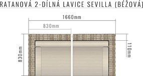 Deokork Ratanová 2-dielna lavica SEVILLA (béžová)