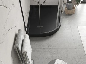 Mexen Flow+, štvrťkruhová asymetrická sprchová vanička, pravá, 100 x 90 cm, čierna matná, 46Q709010RH