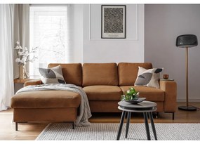 Oranžovohnedá menčestrová rozkladacia rohová pohovka (ľavý roh) Lofty Lilly – Miuform