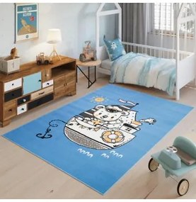 Detský modrý koberec s obrázkom