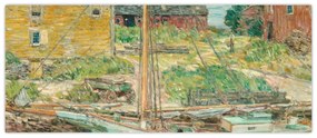 Obraz - Childe Hassam, Oyster Sloop, Cos Cob, reprodukcia (120x50 cm)