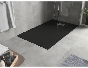 Mexen Hugo, obdĺžniková sprchová vanička SMC 150 x 90 cm, čierna, oceľová krytka, 42709015-X