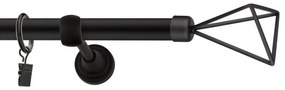 Dekorstudio Garniža jednoradová SPACE čierna matná 19mm Dĺžka: 120cm, Typ uchytenia: Držiak modern, Typ príslušenstva: Krúžky tiché so štipcami