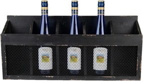 Čierna antik nástenná polica na víno Baesta - 60*13*28 cm