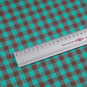 Biante Kuchynská bavlnená utierka Olivia OL-007 Tyrkysovo-hnedá kocka malá