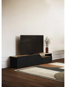 TV stolík s doskou v dekore duba v čierno-prírodnej farbe 180x38 cm Verone – TemaHome