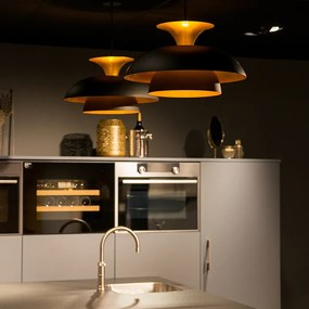 Moderné okrúhle závesné svietidlo čierne so zlatom 3-vrstvové - Titus