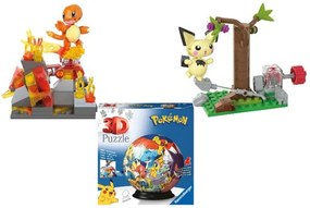 Mattel Mega Skladačka Pokémon, 2 kusy + 3D Puzzle guľa Pokémon, 73 dielikov  (800011099)