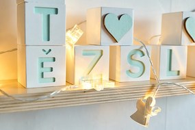 DECOLED LED světelný řetěz na baterie, 10 teple bílých diod, 1,5 m, akryloví andílci