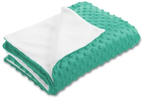 Biante Detská obojstranná deka Minky bodky/Polar MKP-047 Tyrkysovo zelená 75x100 cm