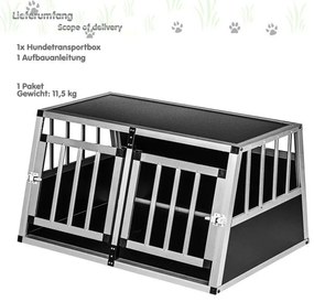 Hliníková prepravná klietka pre psov 89 × 69 × 50 cm, 12 kg