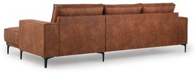 Koňakovohnedá rohová pohovka z imitácie kože (pravý roh) Copenhagen – Scandic