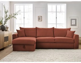 Menčestrová rozkladacia rohová pohovka v tehlovej farbe (variabilná) Augustin – Bobochic Paris