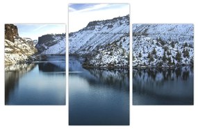 Obraz - zimná krajina s jazerom (90x60 cm)
