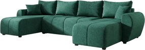 Rozkladacia obojstranná sedacia súprava do U SEVIO 311x145 cm, fľaškovozelená + 2 vankúšiky ZDARMA