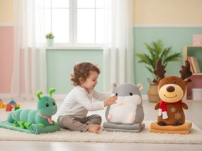 Plyšový ŠKREČOK s detskou dekou vo vnútri, sivý