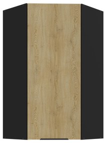 Rohová horná kuchynská skrinka Carminia 60x60 GN-108 1F (45) (dub cremona + čierna). Akcia -18%. Vlastná spoľahlivá doprava až k Vám domov. 1128000