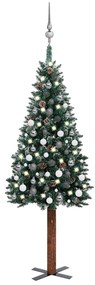 Úzky vianočný stromček s LED a sadou gulí zelený 180 cm 3077912