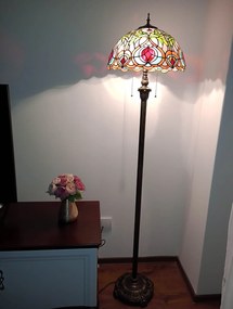 Tiffany stojaca lampa Romantic 129 HuizhouOufuLighting v162xš40,sklo/kov,40W