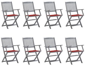 Skladacie vonkajšie stoličky 8 ks s podložkami akáciový masív 3078268