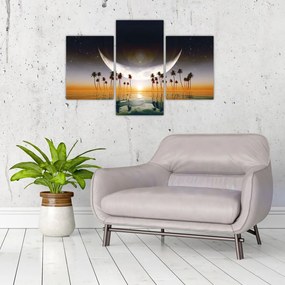 Obraz - Mesiac nad palmami (90x60 cm)