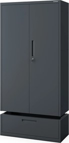 Modulárna kovová multifunkčná skriňa so zásuvkou antracitová MEGAN 1850 x 900 x 400 mm